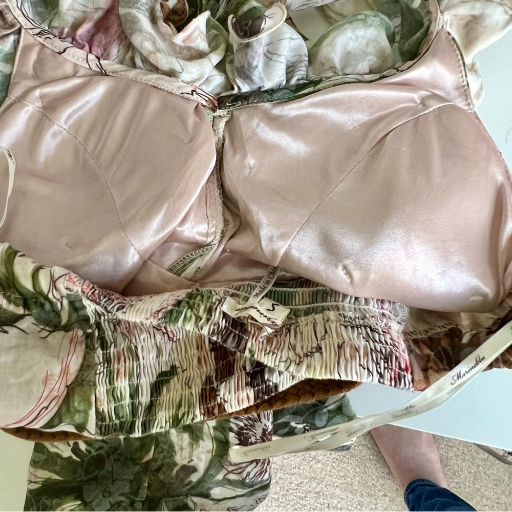 MARINEBLU Belted Floral Ruffle Halter Dress—SZ. Small - Picture 12 of 15